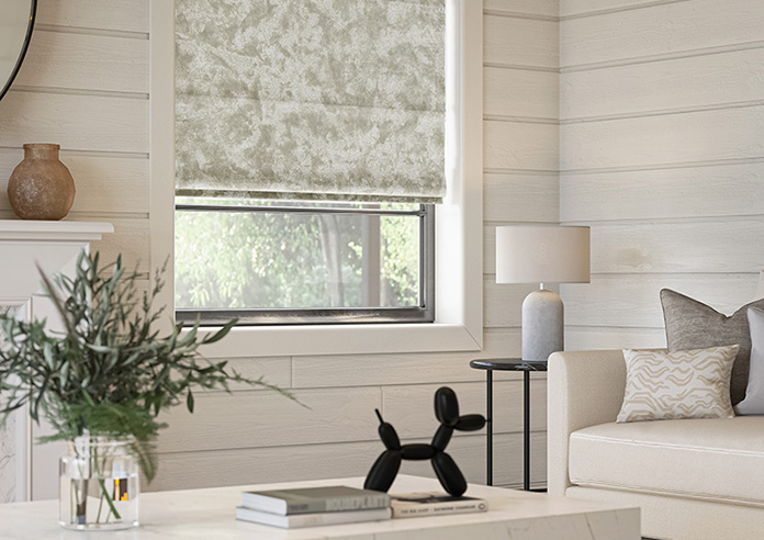 Cyrus Crushed Velvet, Cream - Motorised Roman Blind - Image 5